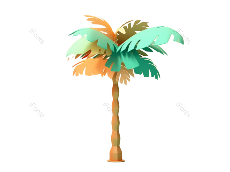 夏天图片,矢量插画元素,渐变背景PNG,椰子树免抠素材